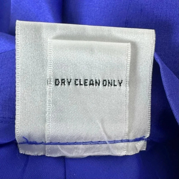 Vintage Jane Seymour 100% Silk Barrel Trousers Pants 8 Petite Blue Satin Disco - Picture 8 of 8